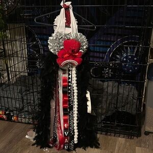 Festive Black and Red Home Accent with Teddy Bear